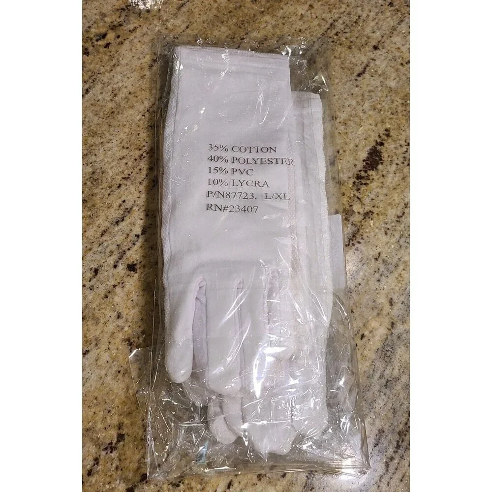 2 Pair New! Womens Size L/XL White Stretch Grip Lined Costume Uniform Gloves